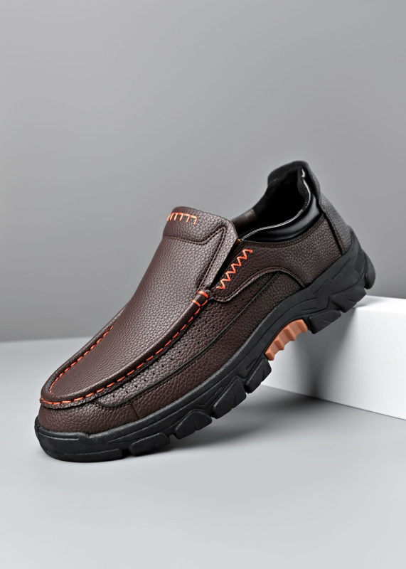 Vīriešu biznesa ādas kurpes - augšējā daļa: mākslīgā PU, zole: gumija, apaļš purns, plakana papēdis, vienkrāsains raksts