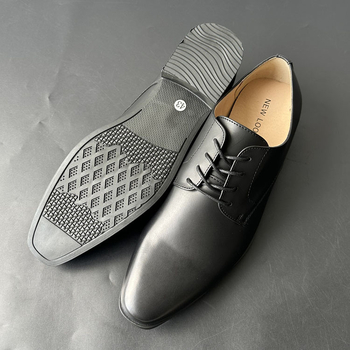 Ανδρικά δερμάτινα παπούτσια, βρετανικό στυλ, τετράγωνη μύτη, με κορδόνια, PU επάνω μέρος