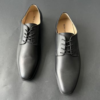 Ανδρικά δερμάτινα παπούτσια, βρετανικό στυλ, τετράγωνη μύτη, με κορδόνια, PU επάνω μέρος