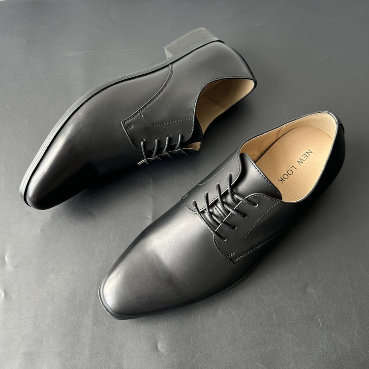Vīriešu ādas kurpes, britu stila, kvadrātveida purns, šņorēm, PU augšdaļa