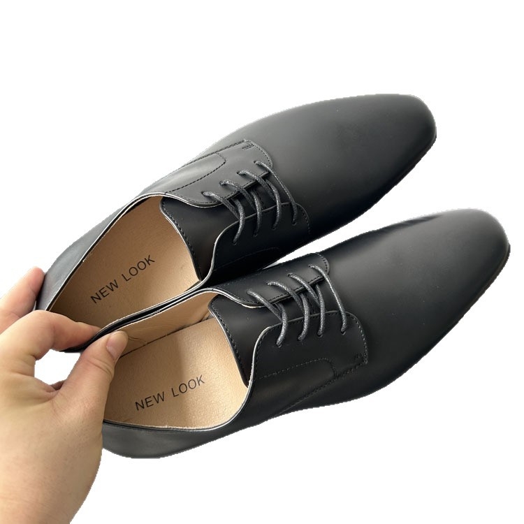 Vīriešu ādas kurpes, britu stila, kvadrātveida purns, šņorēm, PU augšdaļa