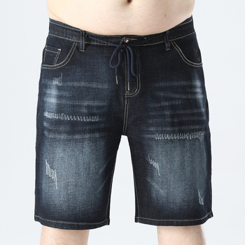 Дънкови къси панталони с еластична талия, свободен модел, средна дължина, памук-полиестерова смес (73.7% памук, 25.2% полиестер, 1.1% спандекс) Ax-5523