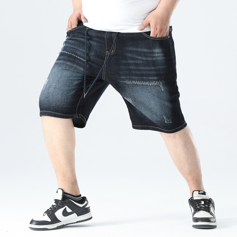 Șort din denim cu talie elastică, croială lejeră, lungime medie, țesătură din amestec de bumbac (73.7% bumbac, 25.2% poliester, 1.1% spandex) Ax-5523