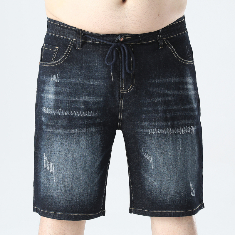 Șort din denim cu talie elastică, croială lejeră, lungime medie, țesătură din amestec de bumbac (73.7% bumbac, 25.2% poliester, 1.1% spandex) Ax-5523