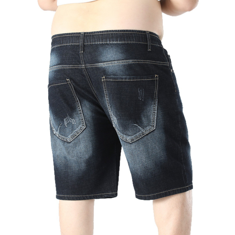 Șort din denim cu talie elastică, croială lejeră, lungime medie, țesătură din amestec de bumbac (73.7% bumbac, 25.2% poliester, 1.1% spandex) Ax-5523