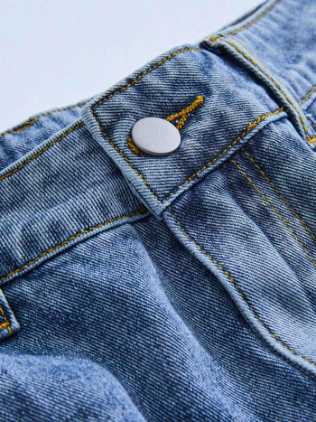 Σορτς τζιν σε στυλ αμερικανικού δρόμου, βιντάζ patchwork με αστέρι πέντε ακτών και μοτίβο γαтів μούστακι, ίσιο κόψιμο, εσωτερικό μήκος 5 ιντσών, φράντ