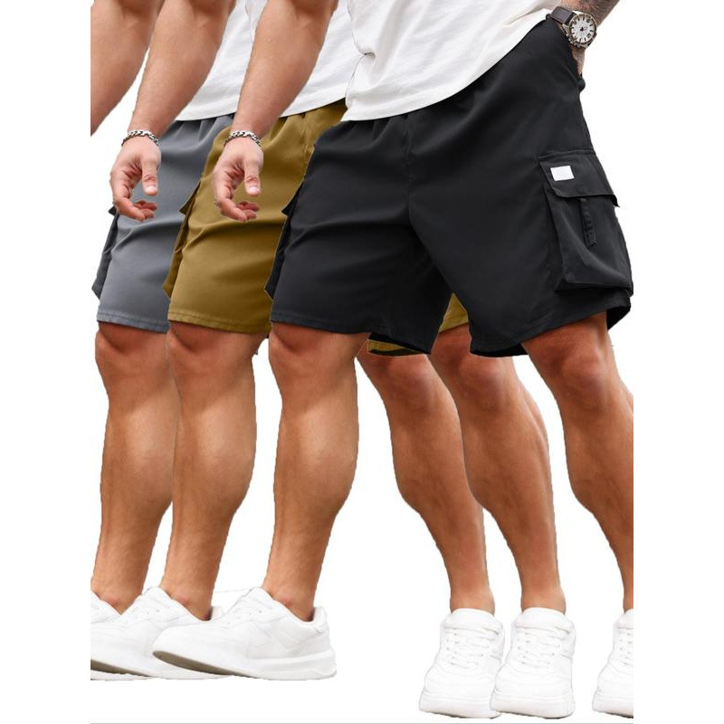 Cargo σορτς με καπάκια τσεπών, φαρδιά γραμμή, κοντό μήκος, ελαφριά ελαστικότητα, βαμβακερό ύφασμα CVC