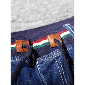 Дънки, свободна кройка, прави крачета, двойна талия, подплатени с флийс, тъкан с висока еластичност