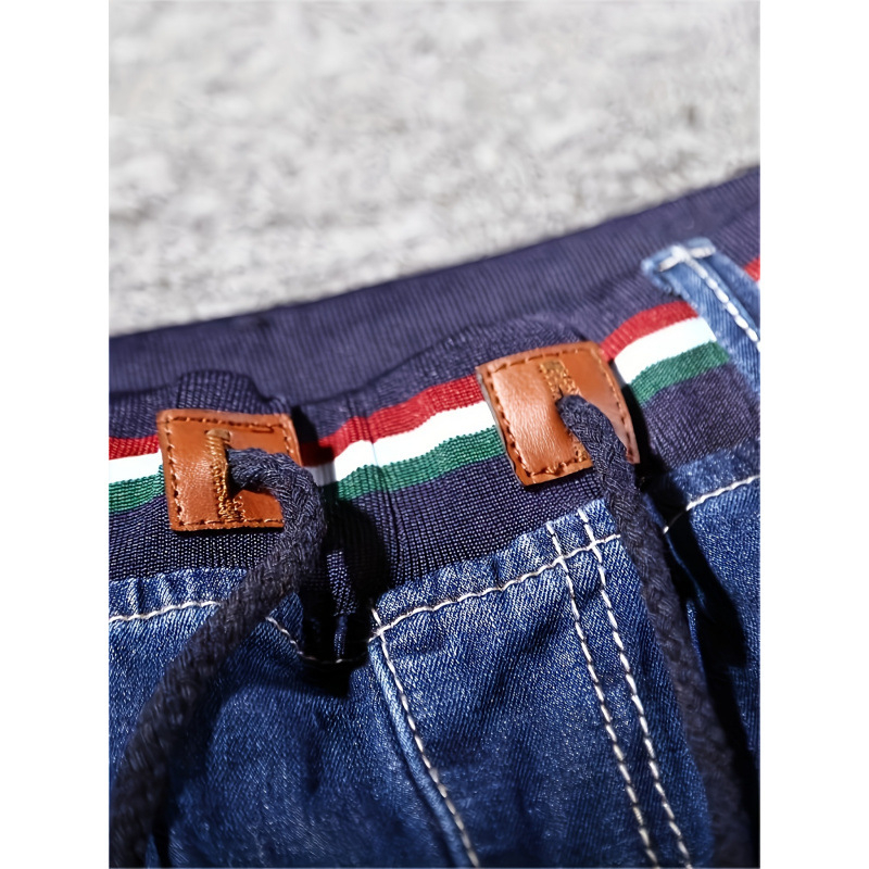 Jeansi, croiala libera, drepti, talie dubla, captusite cu fleece, tesatura cu elasticitate inalta