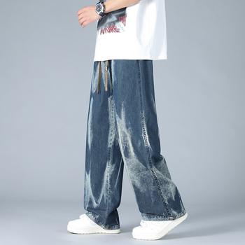 Vīriešu ikdienas bikses, vaļīga taisna piegriezuma, vidējā josta, kokvilnas–viskozes–poliesteru maisījums, pavasaris 2025