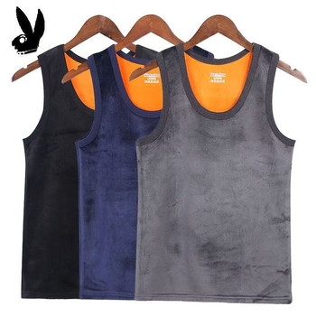 Ανδρικό θερμικό γιλέκο με φλίς, παχιά ύφανση, βασικό στρώμα, χωρίς μανίκια, στρογγυλός λαιμός