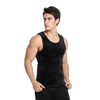 Ανδρικό θερμικό γιλέκο με φλίς, παχιά ύφανση, βασικό στρώμα, χωρίς μανίκια, στρογγυλός λαιμός