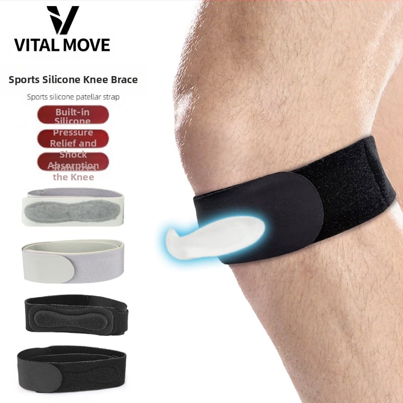 Protecții pentru genunchi cu amortizare din silicon încorporată, reglabile, pentru baschet și drumeții; materiale: Lycra, poliester, SBR, silicon