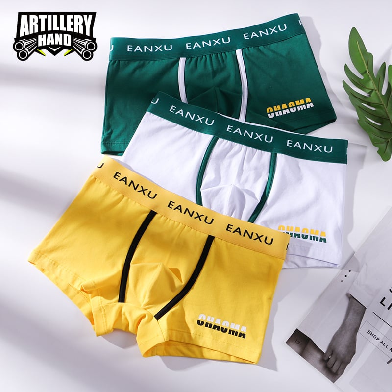 Boxeri bărbați din bumbac, respirabili, talie medie, 95% bumbac, țesătură simplă, OEM personalizare