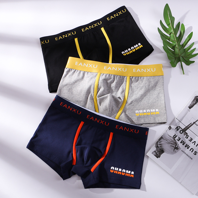 Boxeri bărbați din bumbac, respirabili, talie medie, 95% bumbac, țesătură simplă, OEM personalizare