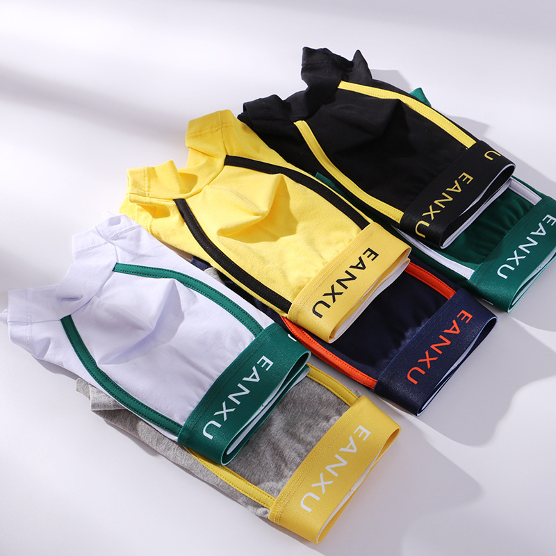 Boxeri bărbați din bumbac, respirabili, talie medie, 95% bumbac, țesătură simplă, OEM personalizare