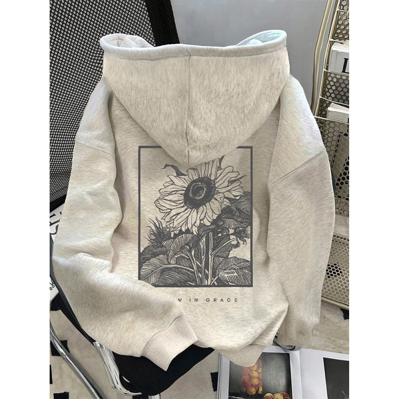 Hoodijas džemperis ar Amerikas Vintage apdruku, brīvā piegriezuma, garās piedurknes, poliester 96%+