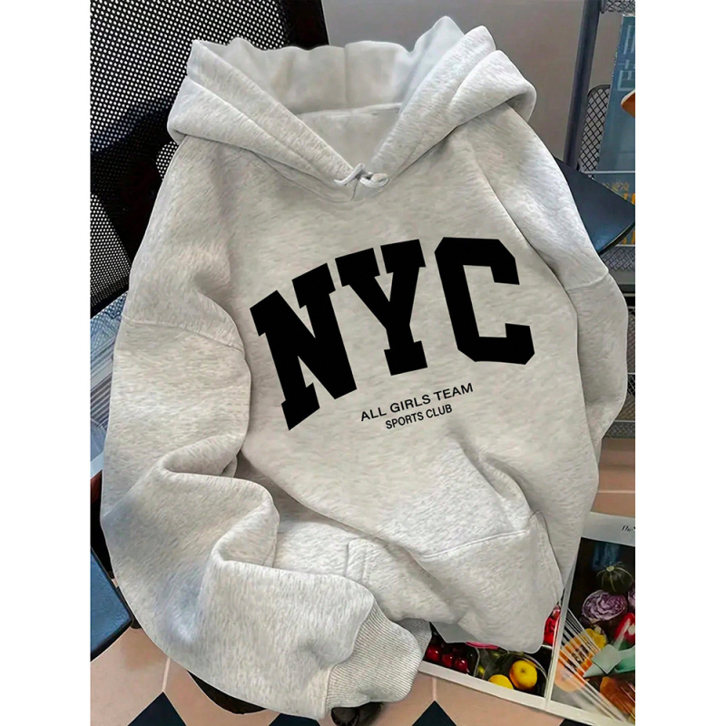 Hoodijas džemperis ar Amerikas Vintage apdruku, brīvā piegriezuma, garās piedurknes, poliester 96%+