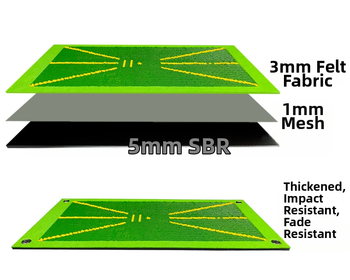 Μάτ Γκολφ Παρακολούθησης Διαδρομής με Παγιέτες – Παχύτερη, Ανθεκτική Επιφάνεια Χτυπημάτων; Υλικό: 5mm SBR καουτσούκ + 3mm φελτ; Εκτύπωση Λογότυπου; Διαθέσιμη Παραμετροποίηση