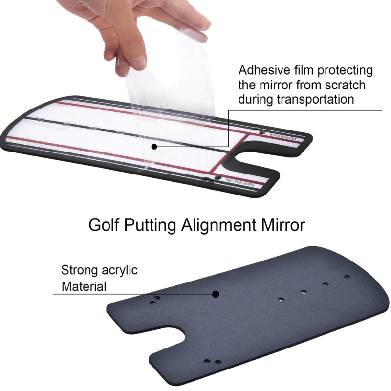 HOW TRUE Golfo puterio treniruočių rinkinys su mušties laikymo korektoriumi, puterio veidrodžiu, plokštele ir Tee – akrilinė konstrukcija