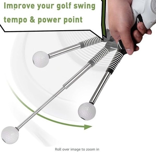 Antrenor de swing pentru golf cu telescop, mâner din cauciuc antiderapant, feedback sonor la swing și posibilitatea imprimării logo-ului
