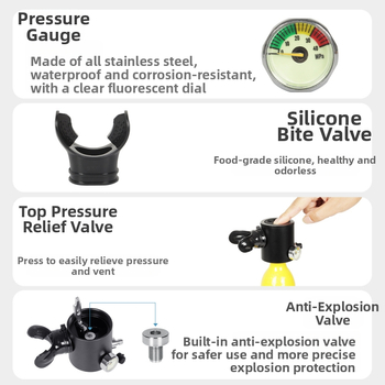 Μίνι φιάλη οξυγόνου για κατάδυση, αλουμινένιο κράμα, 0.5L, μάρκα DIDEEP, με άδεια ιδιωτικής ετικέτας