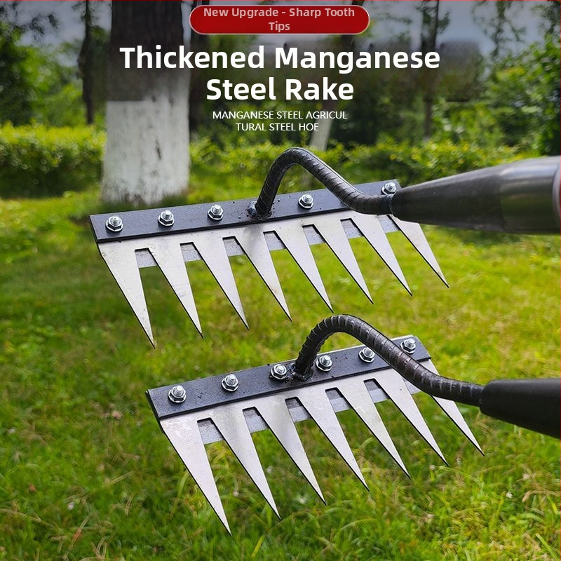 Манганова стоманена лопата за плевене и зъбесто гребло – мултифункционално земеделско средство за разрохкване на почвата
