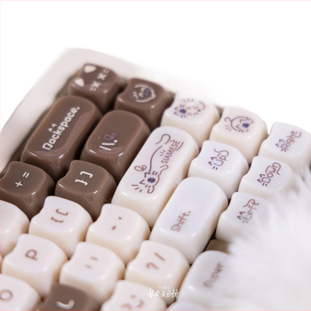 Capă de taste cu design urechi de pisică, silicon, imprimare Silk, conexiune Type-C, suport pentru încheietură inclus