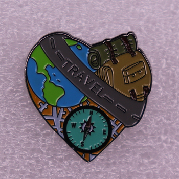 Broșă cu busolă și glob pentru călătorii — metal, J-0917, vara 2021, decorativ