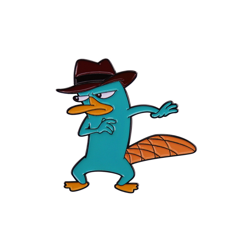 Platypus Enamel Pin - Broșă metalică, personaje de desen animat, finisaj pictat, accesoriu unisex pentru decor (vară 2024)