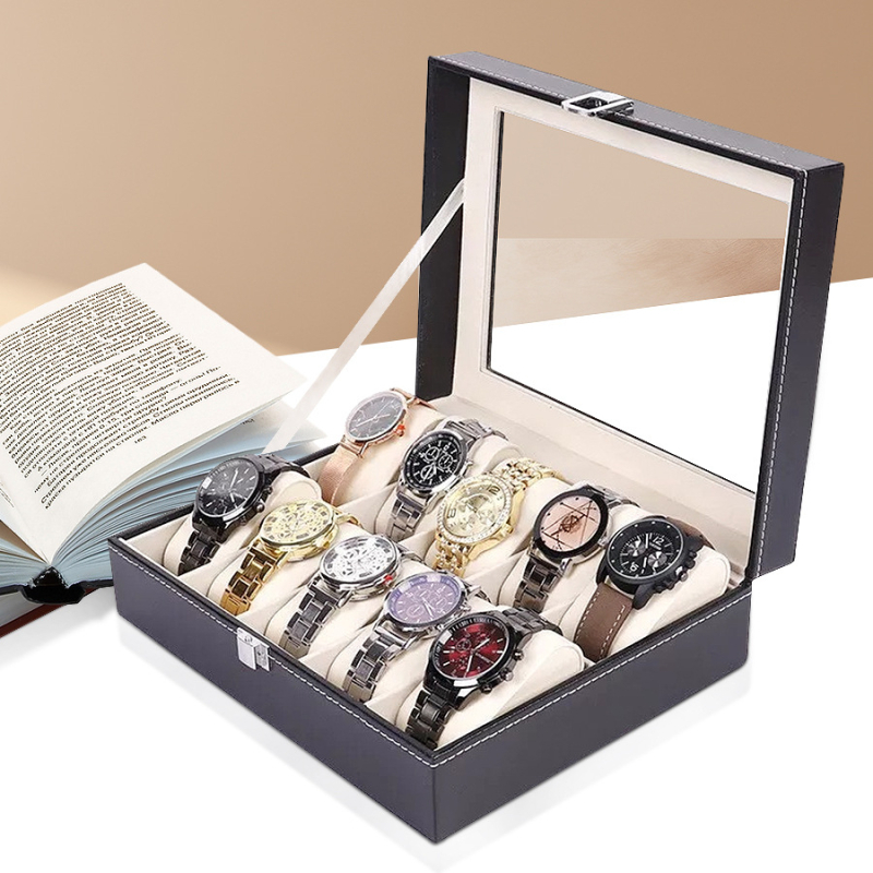 PU kožna kutija za pohranu satova s baršunastim unutrašnjostima, model 5023, kartonska ambalaža, za poklon