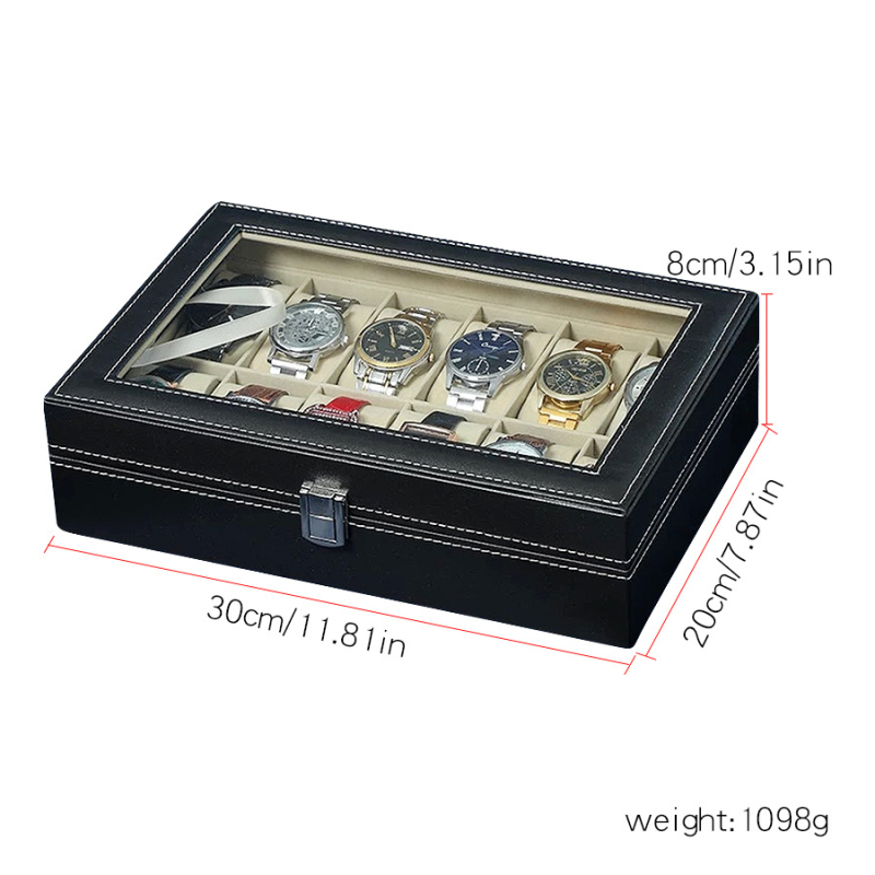 PU kožna kutija za pohranu satova s baršunastim unutrašnjostima, model 5023, kartonska ambalaža, za poklon