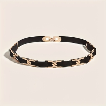 Γυναικεία ζώνη με ελαστική ταινία, αγκράφα από κράμα, κούμπωμα με κύλινδρο, διάτρητο σχέδιο