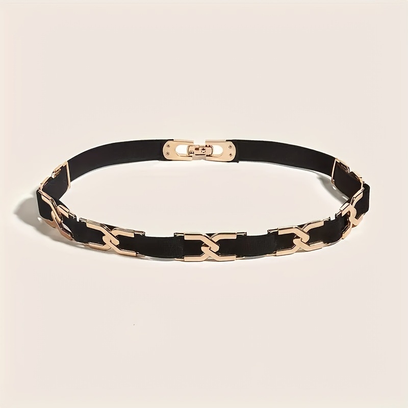 Curea pentru femei cu bandă elastică, cataramă din aliaj, închidere cu cataramă cu role, design perforat