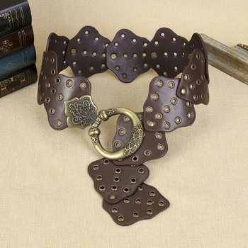 Centură lată din piele PU cu cataramă din aliaj și închidere cu capse, lățime peste 4 cm, stil versatil minimalist