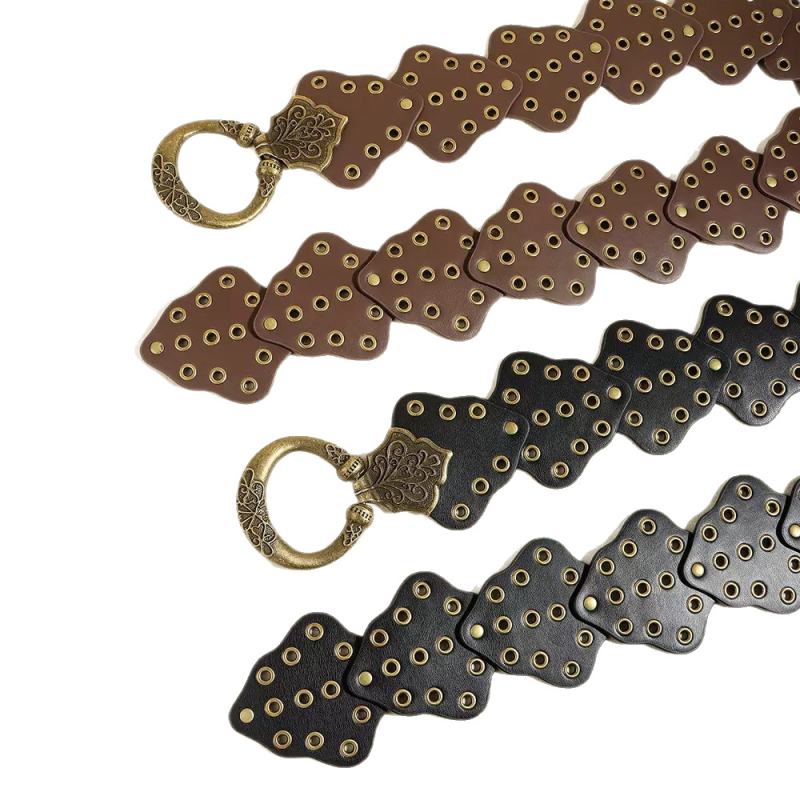 Centură lată din piele PU cu cataramă din aliaj și închidere cu capse, lățime peste 4 cm, stil versatil minimalist