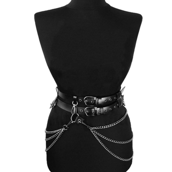 Γυναικεία ζώνη Gothic από PU δέρμα με μεταλλικό κράμα κούμπωμα, λεία ασφάλιση – στυλ πανκ/hip‑hop, waist cincher (dw323)