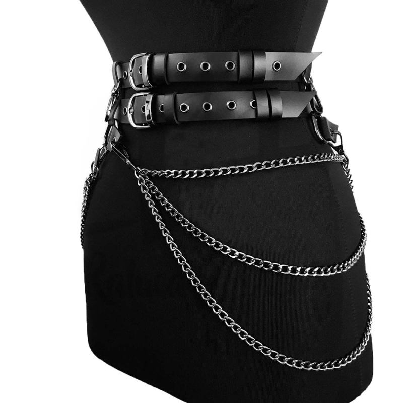 Centură feminină Gothic din PU piele cu cataramă din aliaj – închidere netedă, stil punk/hip-hop, talie cincher (dw323)