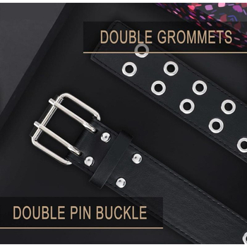 S5253 Ζώνη βελούδινη σε στυλ πανκ, με δύο οπές, αγκράφα PVC, κούμπωμα με ρολό