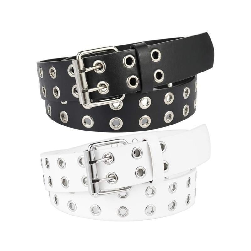 S5253 Curea din velur, stil punk, cu 2 găuri, cataramă PVC, închidere cu rolă