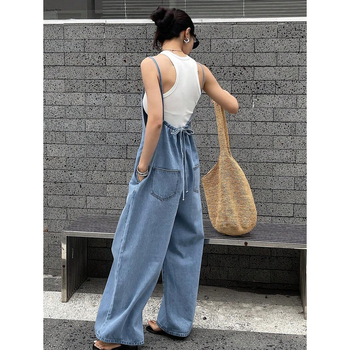 Дънков гащеризон, бизнес стил, прави крачоли, свободна кройка, подплатен флис