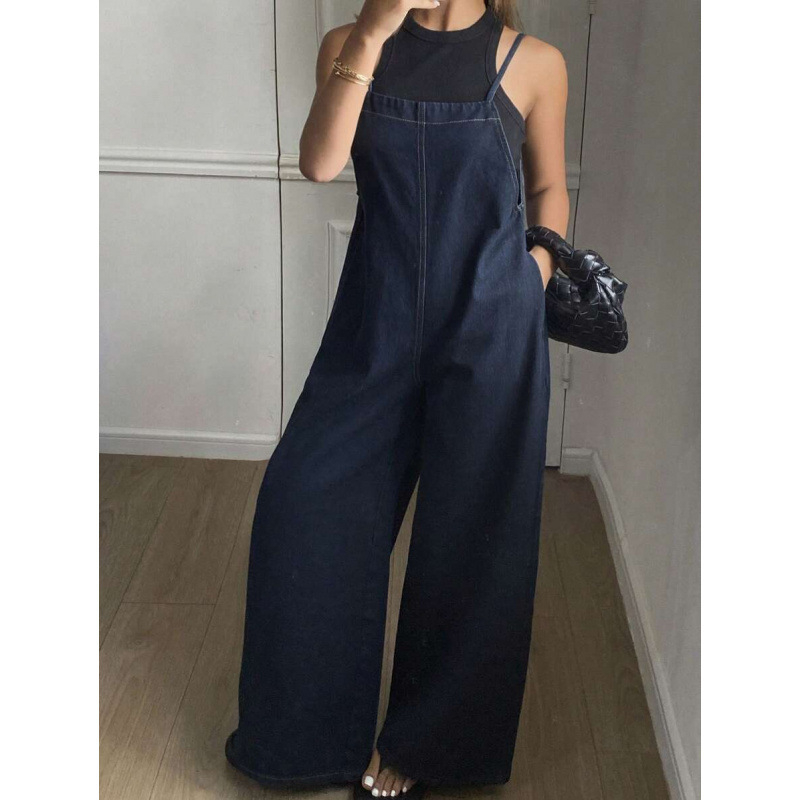 Džinsinis kombinezonas, verslo stilius, tiesus kirpimas, laisvas kirpimas, fleece vidinis pamušalas