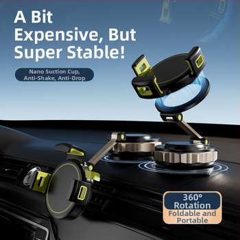 Suport auto pentru telefon cu ventuză, rotire la 360°, fixare magnetică – universal pentru bord