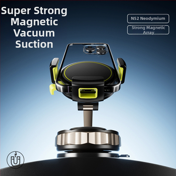 Държач за телефон за кола със вакуумна чашка, 360° завъртане и магнитна фиксация – универсален за табло