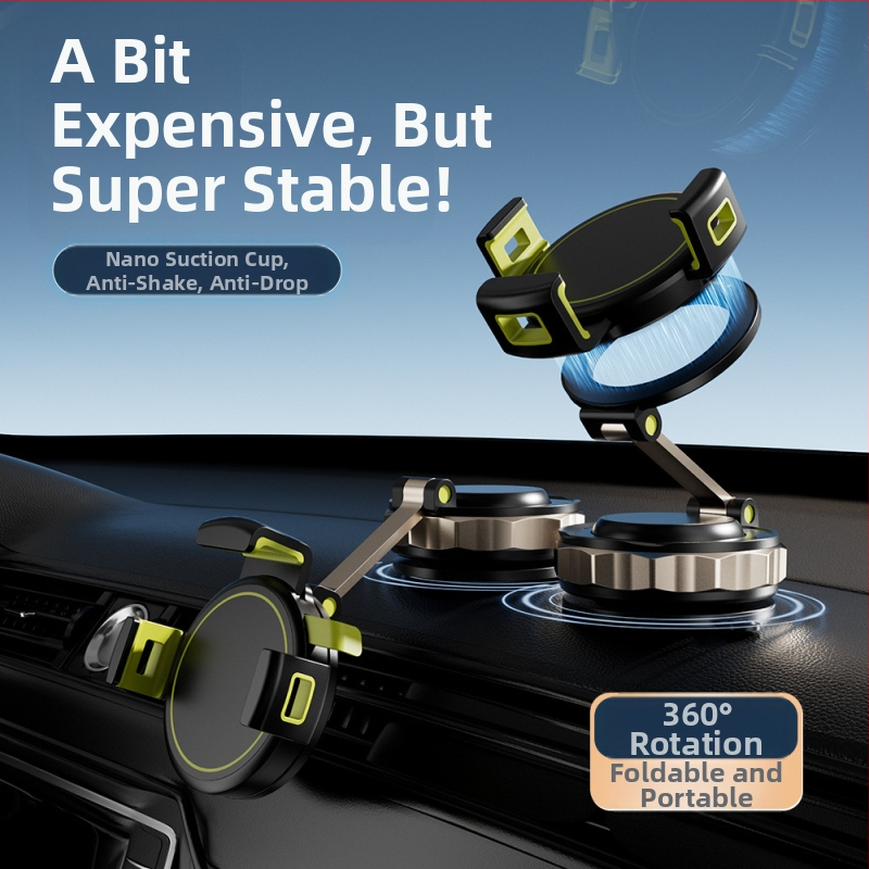 Suport auto pentru telefon cu ventuză, rotire la 360°, fixare magnetică – universal pentru bord