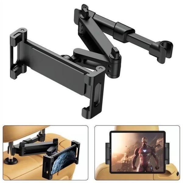Suport pentru tabletă pentru headrest-ul din spate al mașinii, ABS, model E8-1-401, instalare snap-on, compatibil universal.