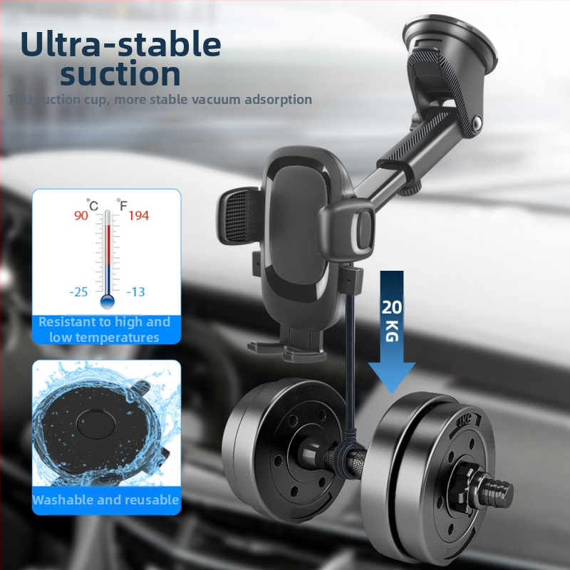 Držiak na telefón do auta s otočnou prisavkou a teleskopickou dlhšou tyčou – univerzálny, plastový
