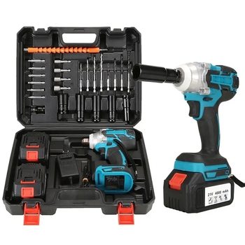 Ασύρματο σετ εργαλείων με υψηλή ροπή, κινητήρας χωρίς ψήκτρες, μπαταρία λιθίου 21V, πολλαπλές ταχύτητες, σφιγκτήρας με τρεις σιαγόνες