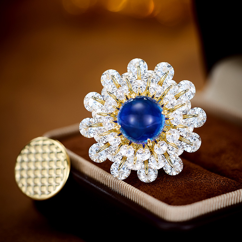 Bross – hópehely dizájn, mikro-bevonatos cirkón, virág alakú, réz, elektroplakálás