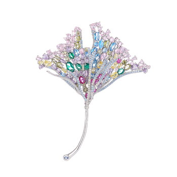 Καρφίτσα φύλλου για γυναίκες (χαλκός, σε σχήμα φύλλου, ηλεκτροπλατίωση, στυλ ελαφρού πολυτελείας, μοντέλο M-345)